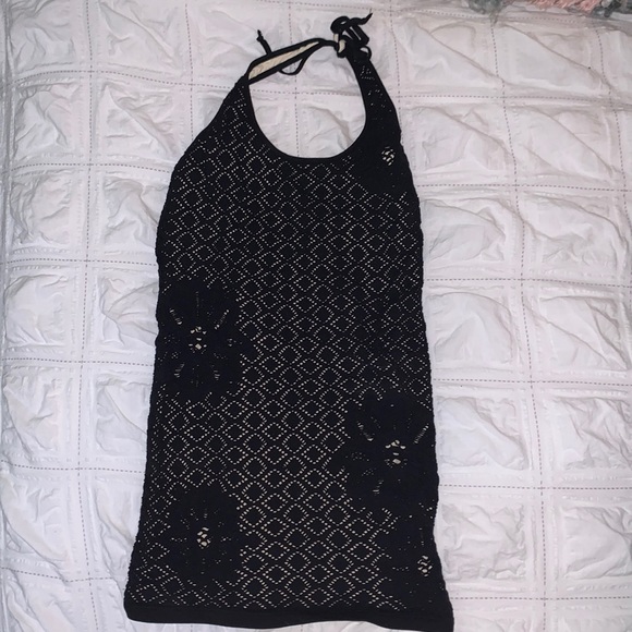 Free People Intimately black lace mesh halter top - Picture 1 of 4